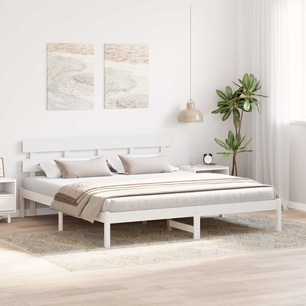 vidaXL Σκελετός Κρεβατιού Λευκό 180 x 200 cm Μασίφ ξύλο πεύκου