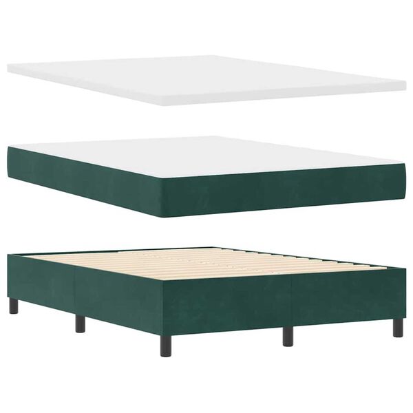 vidaXL Κρεβάτι Box Spring LED με Στρώμα Πράσινο 140 x 190 cm Βελούδο