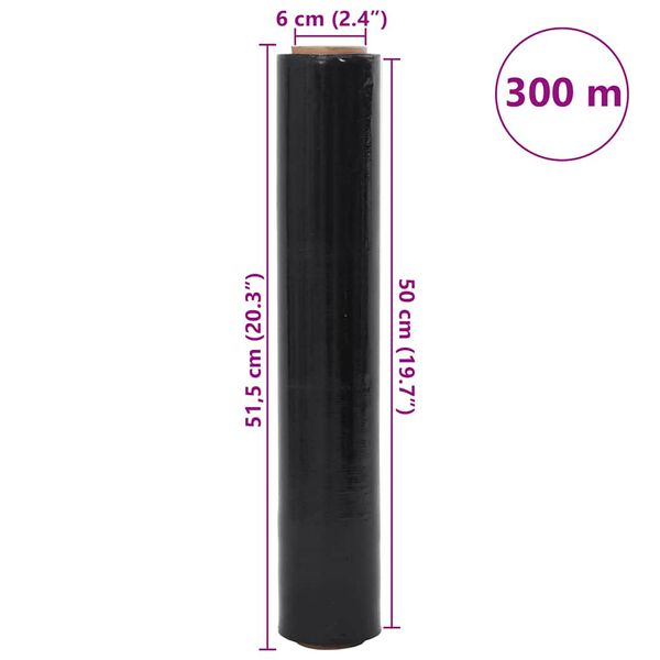 vidaXL Stretch Film 2 τεμάχια Μαύρο 20 μm 50 cm x 300 m