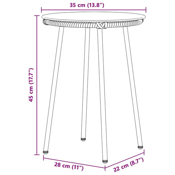 vidaXL Σέτ φαγητού για κήπο 3 pcs Μαύρο, Ανθρακί 35 x 35 x 45 εκ