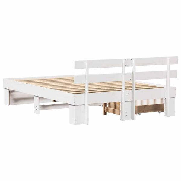 vidaXL Σκελετός Κρεβατιού Λευκό 140 x 200 cm Μασίφ ξύλο πεύκου