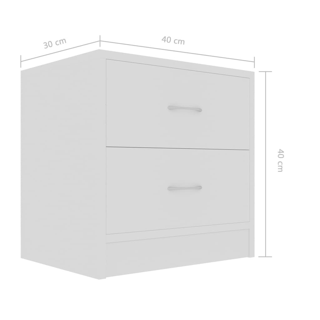 vidaXL Κομοδίνα 2 τεμ. Λευκά 40 x 30 x 40 εκ. από Επεξ. Ξύλο