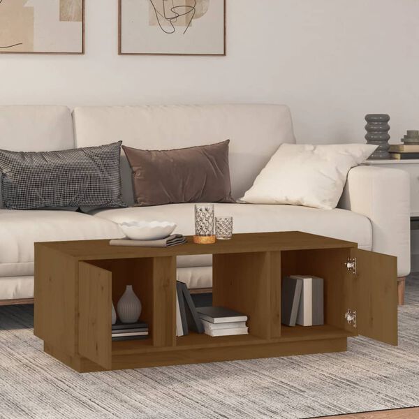vidaXL Τραπεζάκι Σαλονιού Καφέ Μελί 110x50x40 εκ. Μασίφ Ξύλο Πεύκου