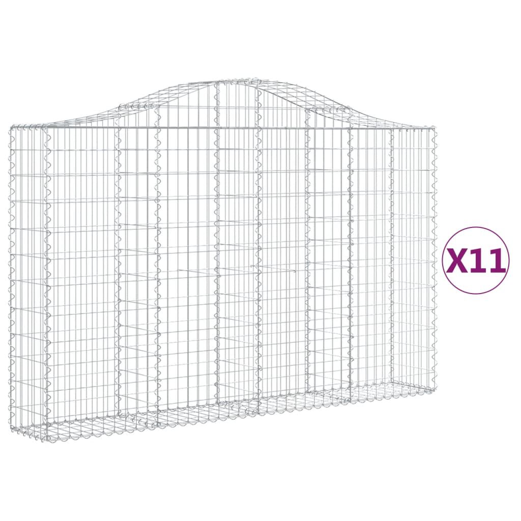 vidaXL Συρματοκιβώτια Τοξωτά 11 τεμ. 200x30x120/140 εκ. Γαλβαν. Ατσάλι