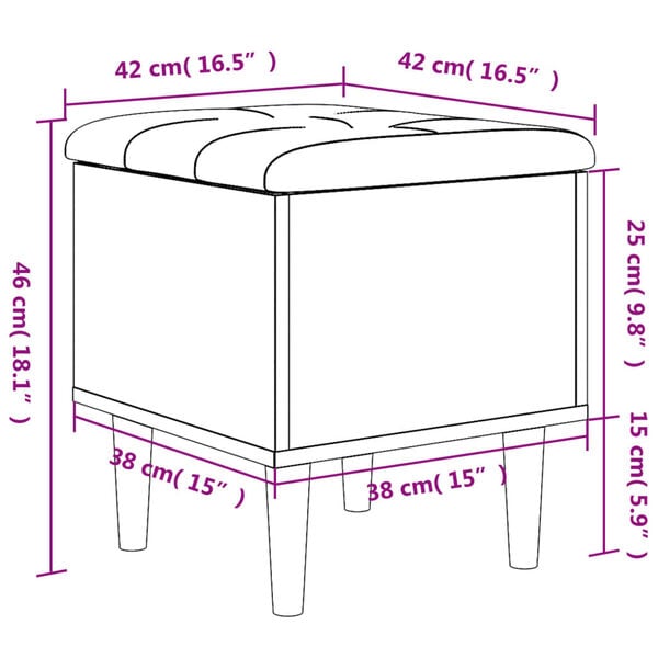 vidaXL Παγκάκι Αποθήκευσης Γκρι Sonoma 42 x 42 x 46 εκ. Επεξεργ. Ξύλο