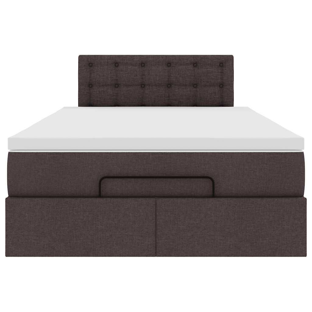 vidaXL Ottoman Κρεβάτι με Στρώμα Σκούρο Καφέ 120x200cm Ύφασμα