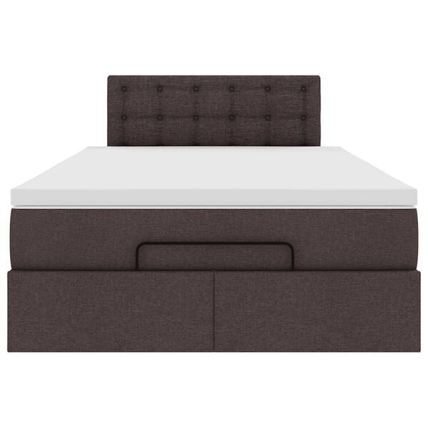 vidaXL Ottoman Κρεβάτι με Στρώμα Σκούρο Καφέ 120x200cm Ύφασμα