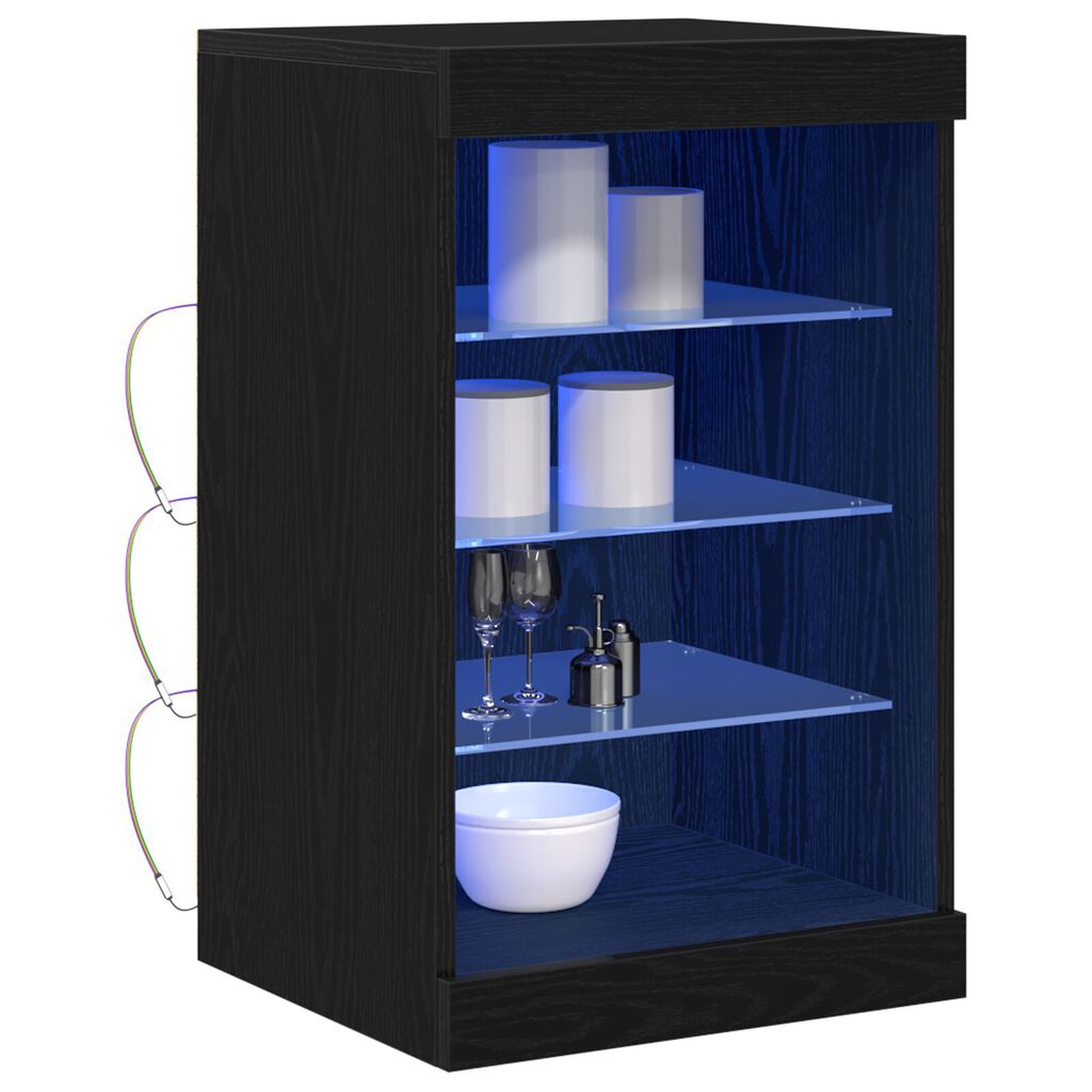 vidaXL Μπουφές με LED Φώτα Μαύρο Δρυς 41x37x67 εκ.