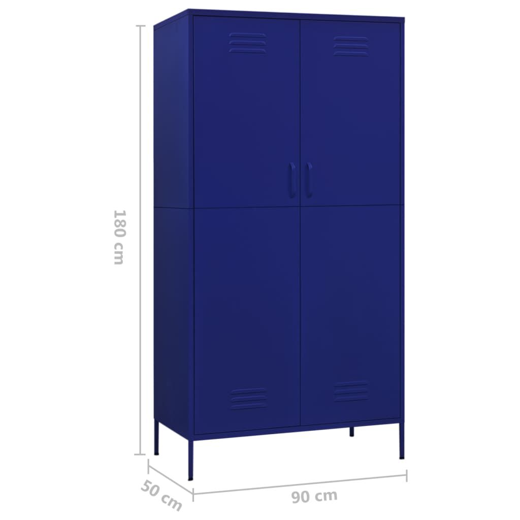 vidaXL Ντουλάπα Ναυτικό Μπλε 90 x 50 x 180 εκ. από Ατσάλι