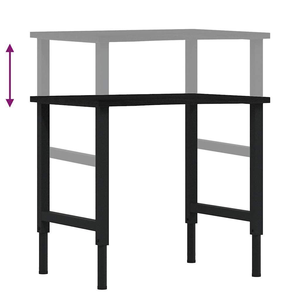 vidaXL πάγκος εργασίας σκούρο καφέ 80x60x(71,5-98) cm μασίφ ξύλο δρυς