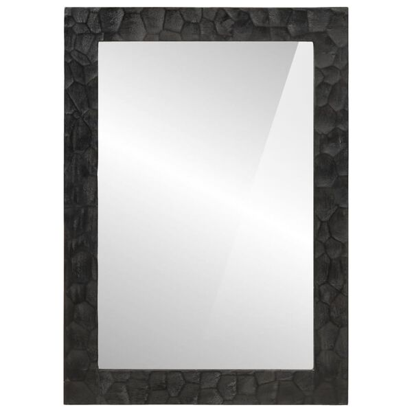 vidaXL Καθρέφτης Μπάνιου Μαύρος 50x70x2,5 εκ. Μασίφ Ξύλο Μάνγκο/Γυαλί