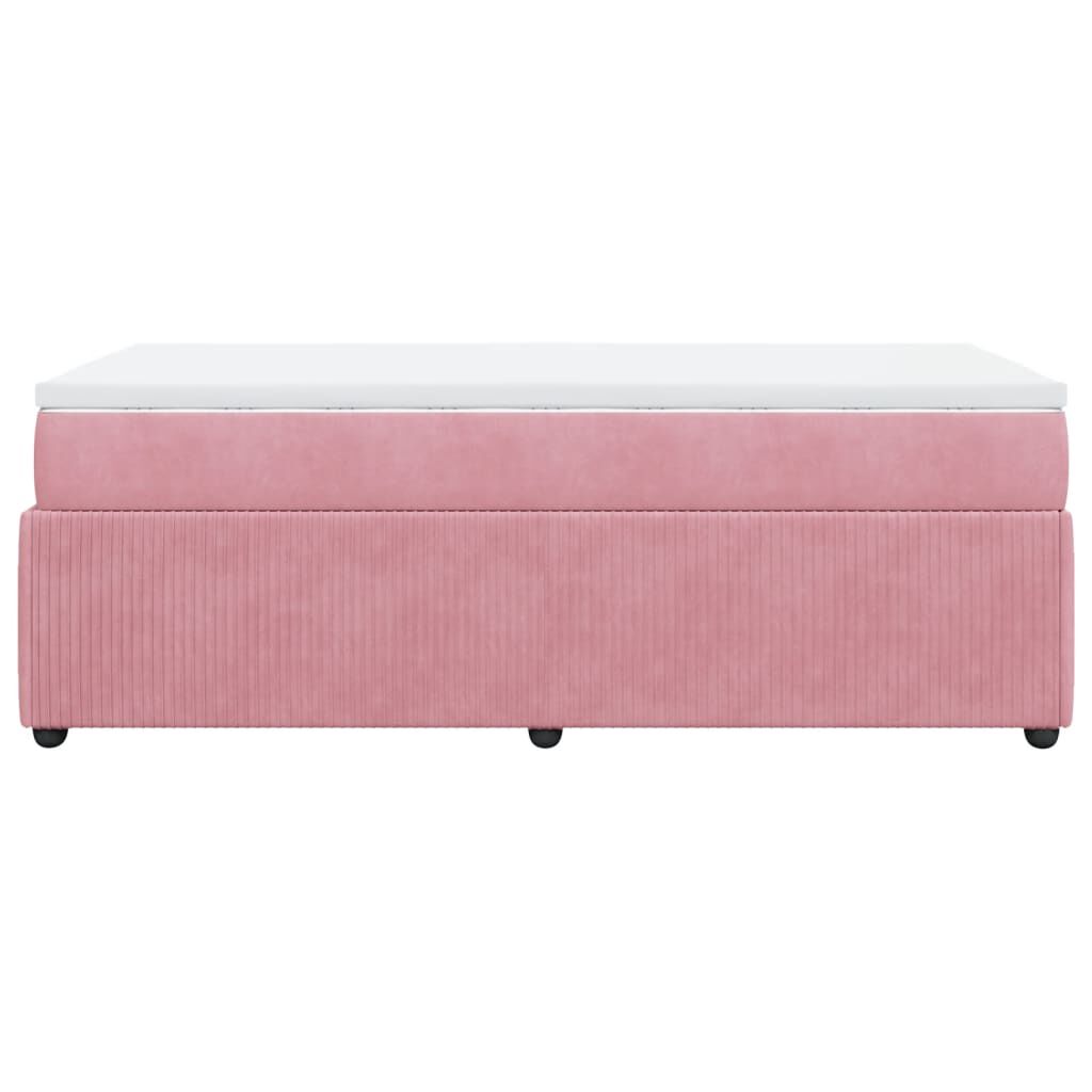 vidaXL Κρεβάτι Boxspring με Στρώμα Ροζ 90x200 εκ. Βελούδινο