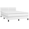 vidaXL Κρεβάτι Boxspring με Στρώμα Λευκό 140x190εκ.από Συνθετικό Δέρμα