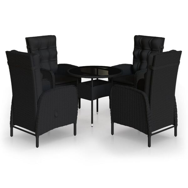 vidaXL Σετ Επίπλων Bistro Κήπου 5 τεμ. Μαύρο από Συνθετικό Ρατάν