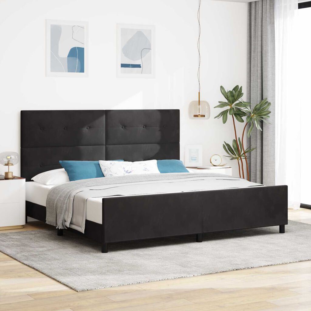 vidaXL Κρεβάτι Μαύρο 200x200 εκ Βελούδο