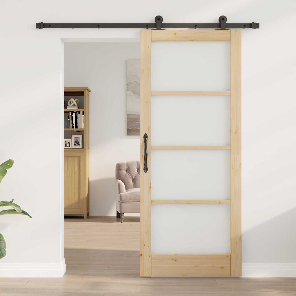 vidaXL Συρόμενη Πόρτα ORKDAL Καφέ 83 x 202 εκ. Ξύλο και μέταλλο