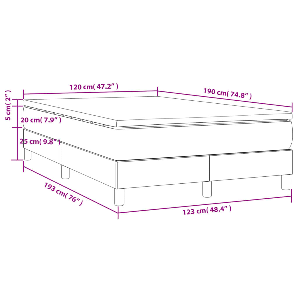vidaXL Κρεβάτι Boxspring με Στρώμα Taupe 120x190 εκ. Υφασμάτινο