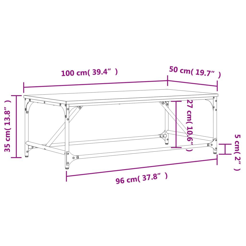 vidaXL Τραπεζάκι Σαλονιού Καπνιστή Δρυς 100x50x35 εκ. Επεξεργ. Ξύλο