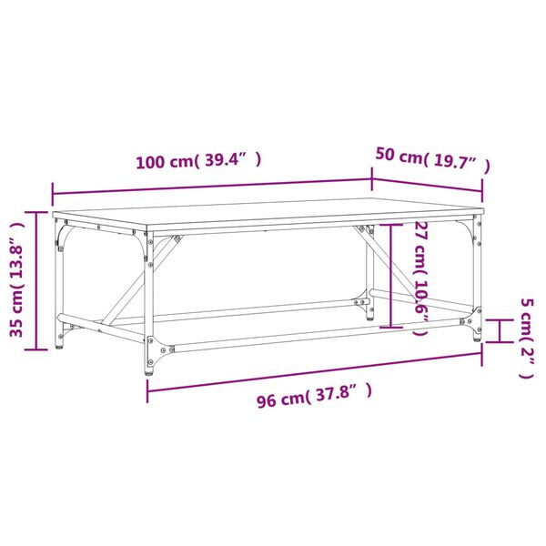 vidaXL Τραπεζάκι Σαλονιού Καπνιστή Δρυς 100x50x35 εκ. Επεξεργ. Ξύλο