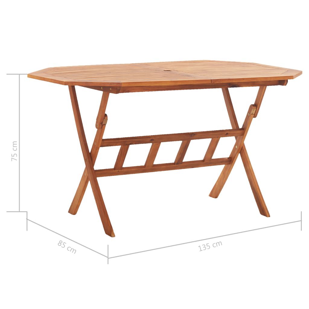 vidaXL Τραπέζι Κήπου Πτυσσόμενο 135 x 85 x 75 εκ. Μασίφ Ξύλο Ακακίας