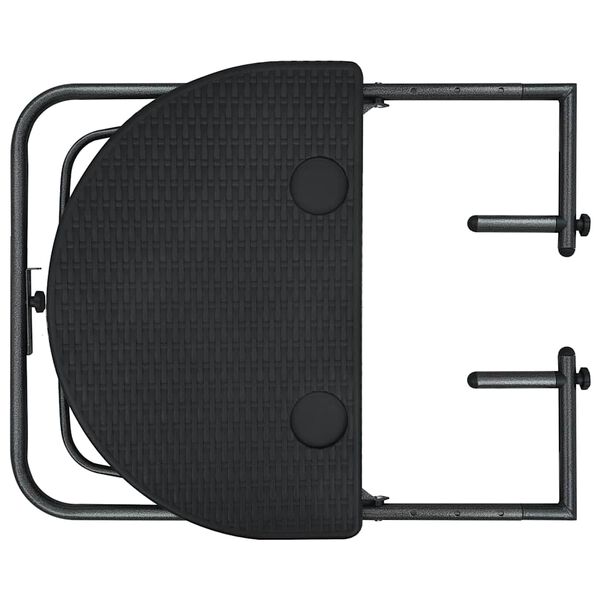 vidaXL Τραπέζι Μπαλκονιού Κρεμαστό Μαύρο 60x64x83,5 εκ. Πλαστικό Ρατάν