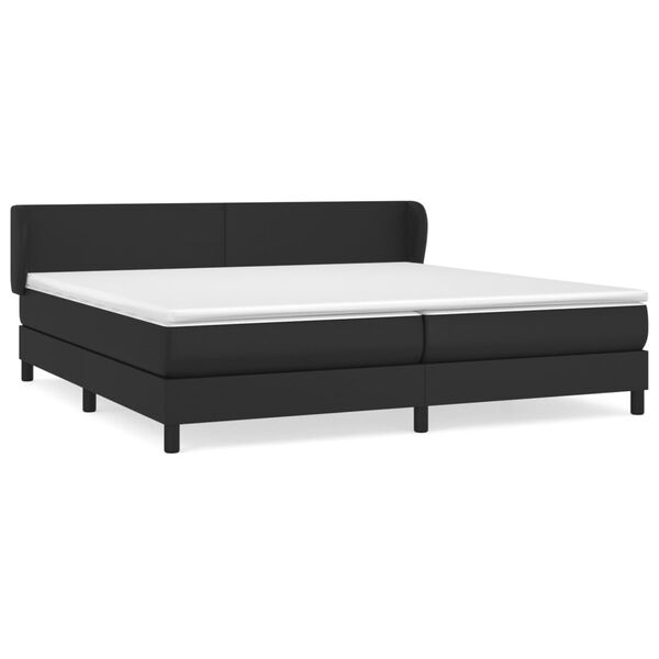vidaXL Κρεβάτι Boxspring με Στρώμα Μαύρο 200x200 εκ. Συνθετικό Δέρμα