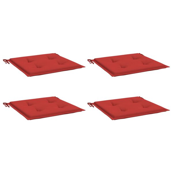 vidaXL Μαξιλάρια Καρέκλας Κήπου 4τεμ Κόκκινα 50x50x4 εκ. Oxford Ύφασμα