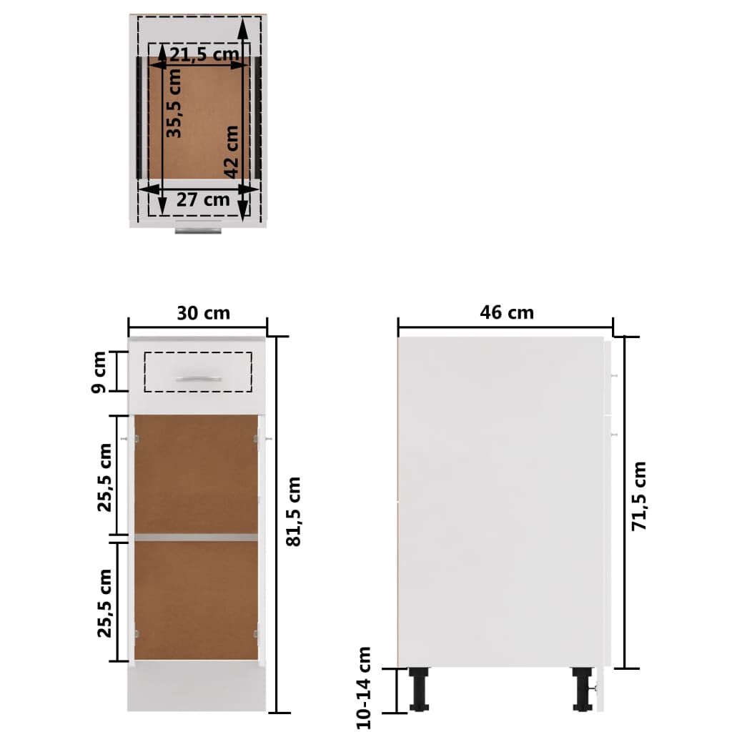 vidaXL Ντουλάπι με Συρτάρι Lyon Λευκό 30x46x81,5 εκ. Επεξ. Ξύλο