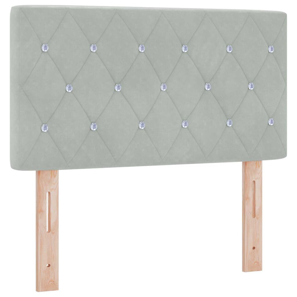 vidaXL Κεφαλάρι LED με φώτα λωρίδας LED Ανοιχτό γκρι 80 cm Βελούδο
