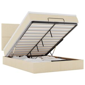 vidaXL Οθωμανικό κρεβάτι με στρώμα Cream 140x200cm ύφασμα