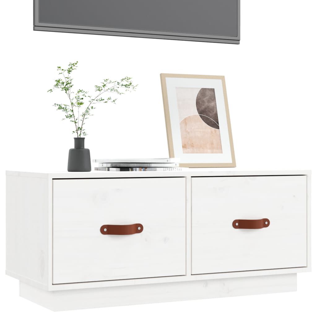 vidaXL Έπιπλο Τηλεόρασης Λευκό 80x34x35 εκ. από Μασίφ Ξύλο Πεύκου
