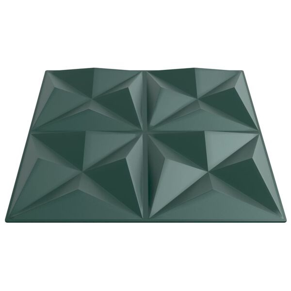 vidaXL Πάνελ Τοίχου 12 τεμ. Πράσινη Origami 50 x 50 εκ. 3 μ² XPS