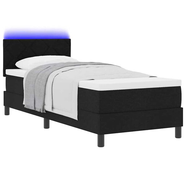 vidaXL Κρεβάτι με ελατήρια με στρώμα Μαύρο 80 x 200 cm ύφασμα