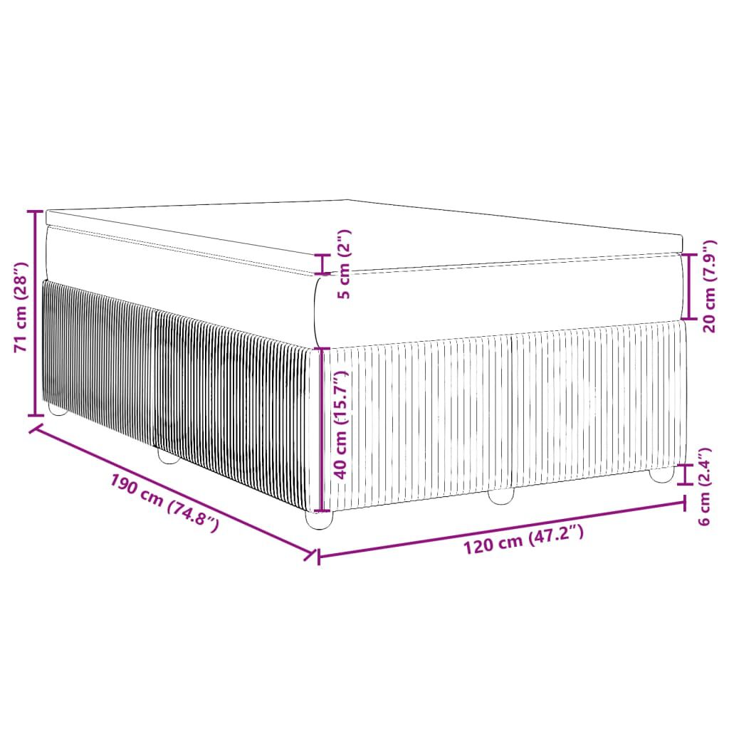 vidaXL Κρεβάτι Boxspring με Στρώμα Μαύρο 120x190 εκ. Βελούδινο