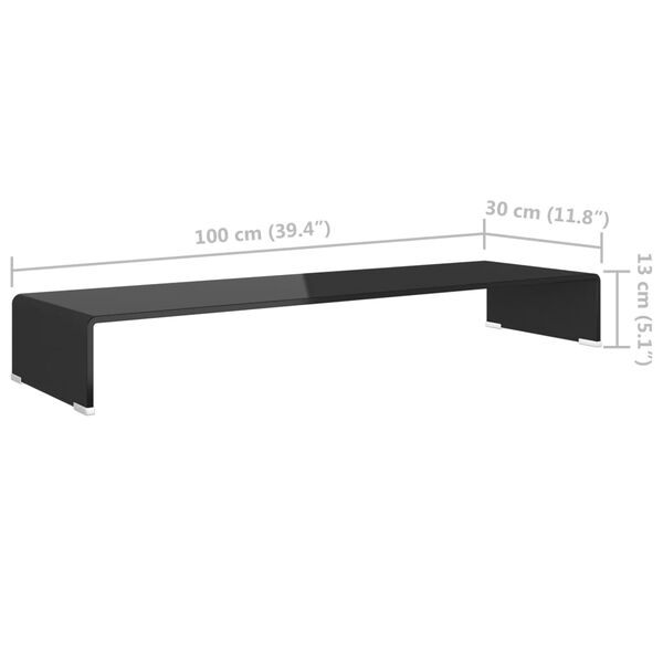 vidaXL Βάση Τηλεόρασης/Οθόνης Μαύρη 100 x 30 x 13 εκ. Γυάλινη