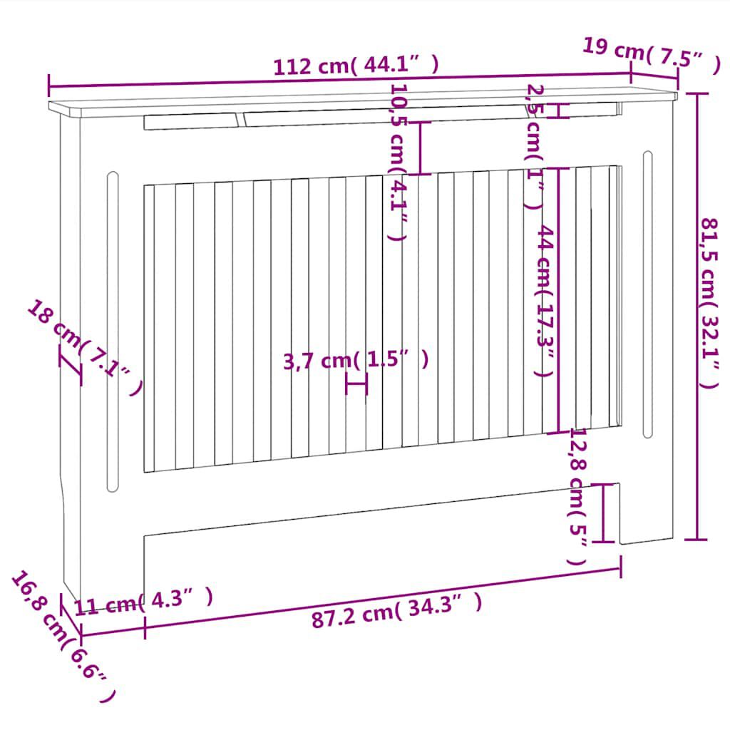 vidaXL Κάλυμμα Καλοριφέρ Μαύρο 112 x 19 x 81,5 εκ. από MDF