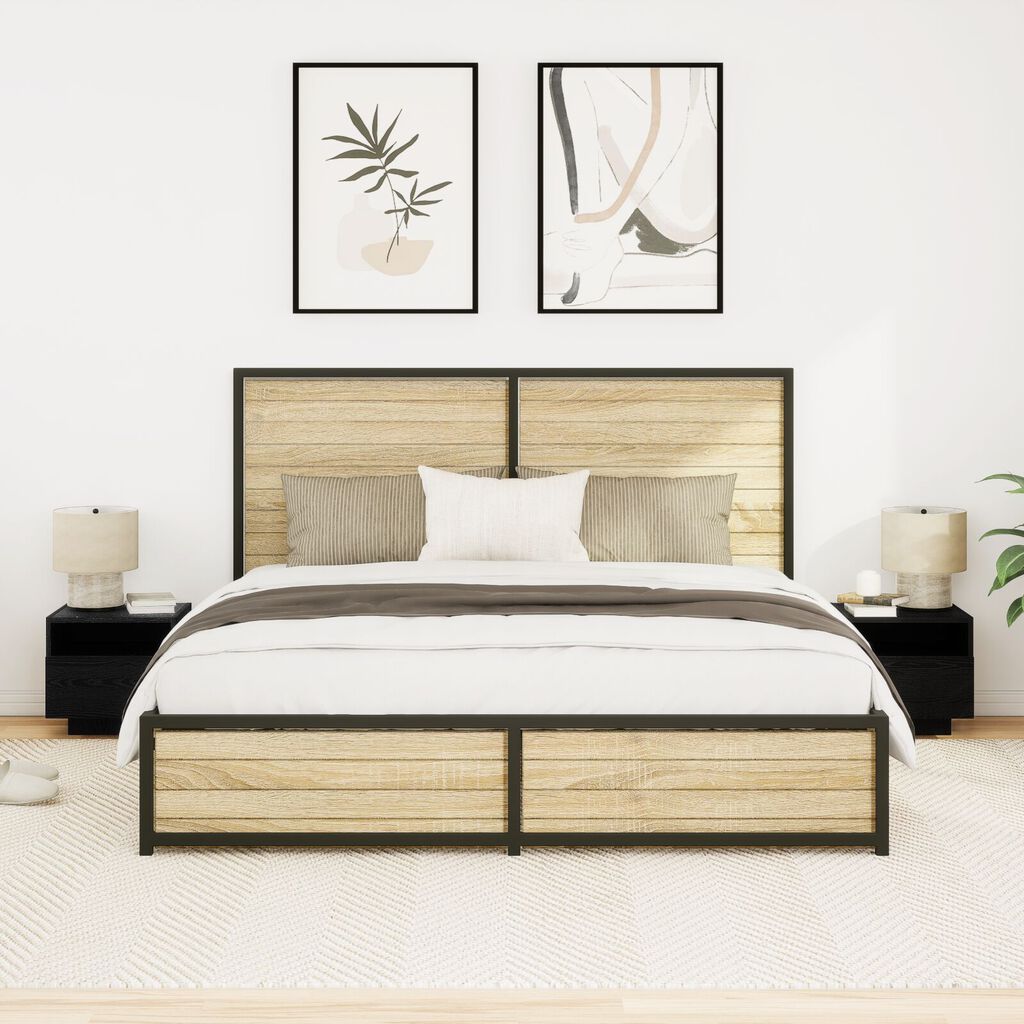 vidaXL Κομοδίνα με LED Φώτα 2 τεμ Μαύρη Δρυς 40x39x37 εκ