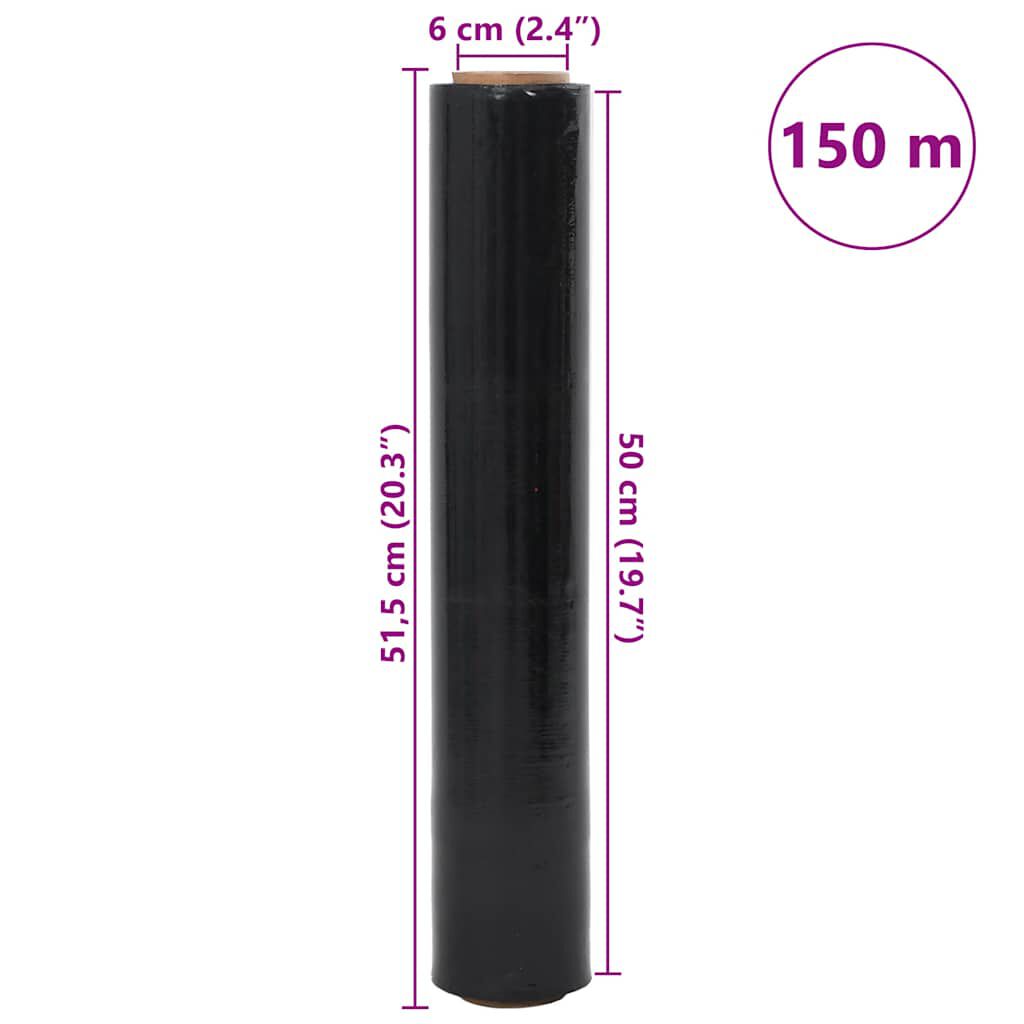vidaXL Stretch Film 2 τεμάχια Μαύρο 17 μm 50 cm x 150 m