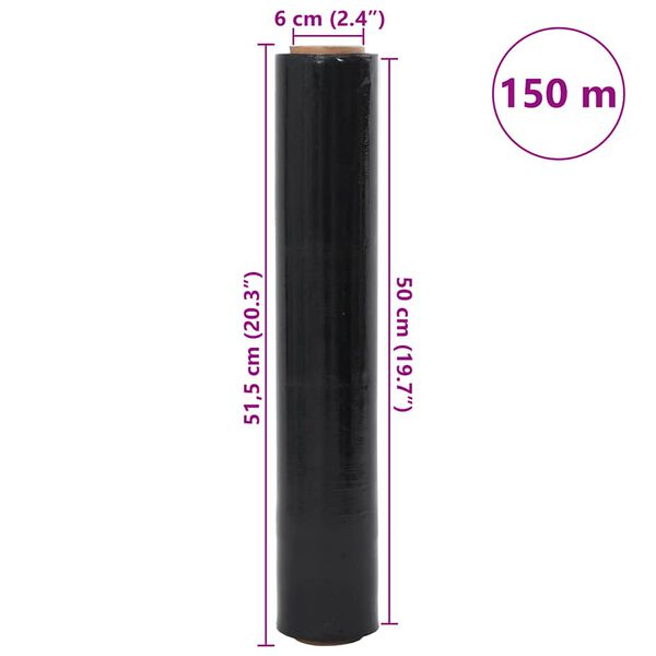 vidaXL Stretch Film 2 τεμάχια Μαύρο 17 μm 50 cm x 150 m