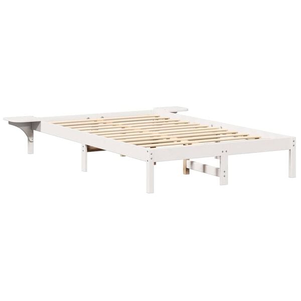 vidaXL Πλαίσιο κρεβατιού με κομοδίνα Λευκό 140 x 190 cm Λευκό