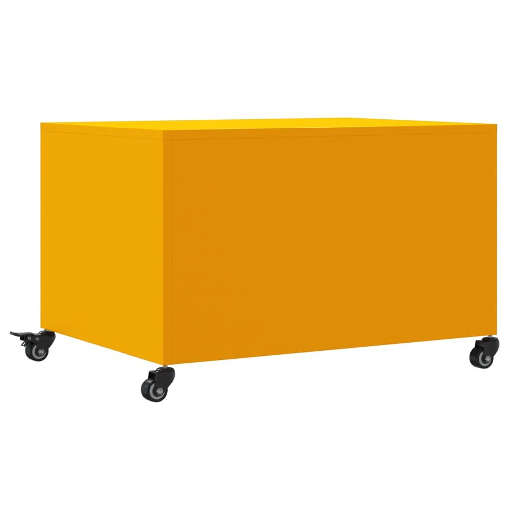 vidaXL Τραπέζι Κήπου Κίτρινο Μουσταρδί 68x50x43,5 εκ. Ατσάλινο