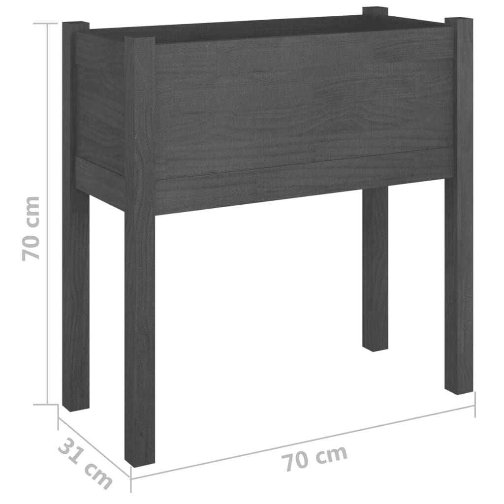vidaXL Ζαρντινιέρα Γκρι 70 x 31 x 70 εκ. από Μασίφ Ξύλο Πεύκου