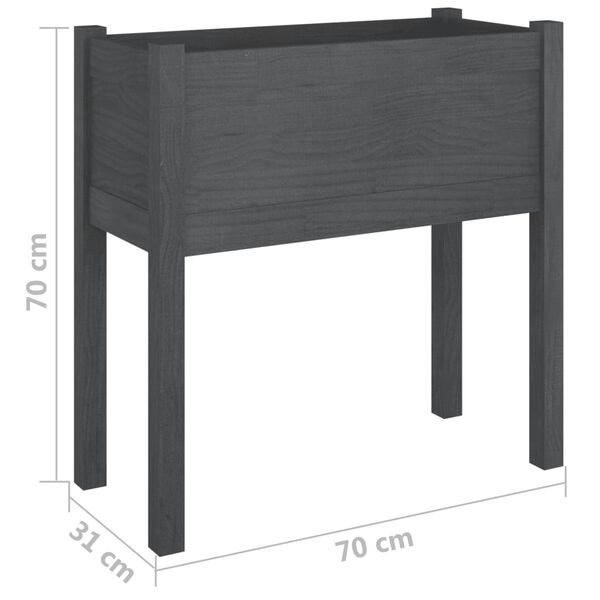 vidaXL Ζαρντινιέρα Γκρι 70 x 31 x 70 εκ. από Μασίφ Ξύλο Πεύκου
