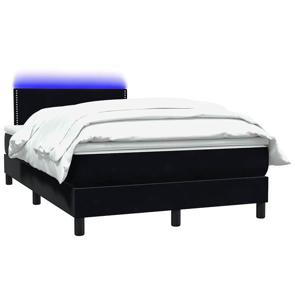 vidaXL &Kappa;&rho;&epsilon;&beta;ά&tau;&iota; Boxspring &mu;&epsilon; &Sigma;&tau;&rho;ώ&mu;&alpha; & LED &Mu;&alpha;ύ&rho;&omicron; 120x220 cm &Beta;&epsilon;&lambda;&omicron;ύ&delta;&iota;&nu;&omicron;
