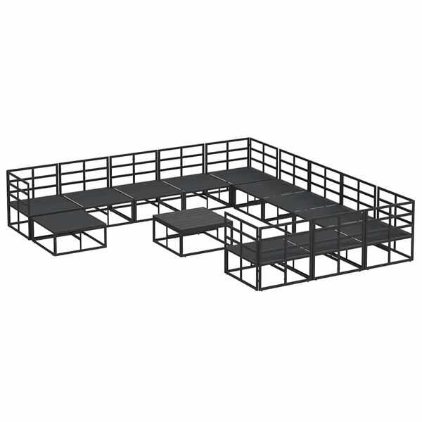 vidaXL Σετ Καναπέ Κήπου 13 pcs Μαύρο Αλουμίνιο
