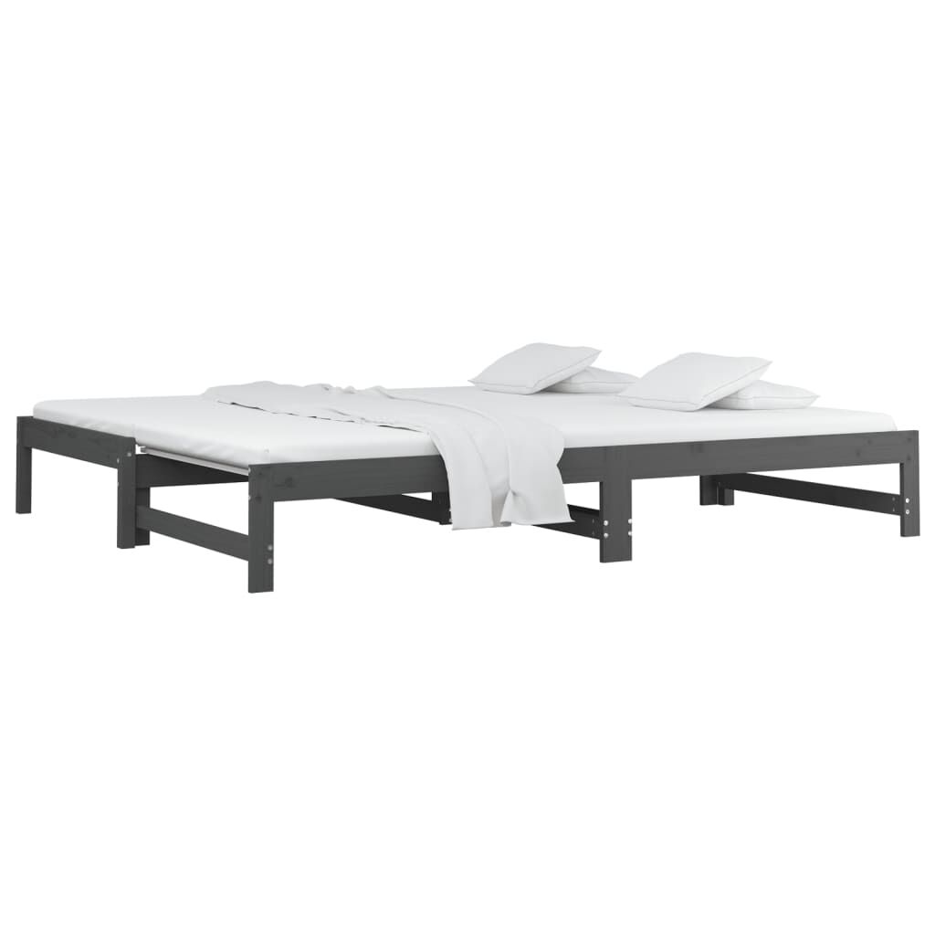 vidaXL Καναπές Κρεβάτι Συρόμενος Γκρι 2x(90x200) εκ. Μασίφ Ξύλο Πεύκου