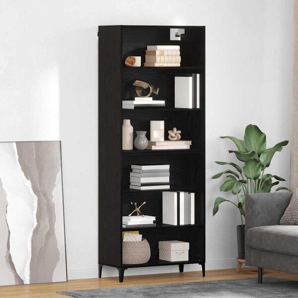 vidaXL Highboard &Mu;&alpha;ύ&rho;&eta; &Omicron;&xi;&upsilon;ά 69,5 x 34 x 180 &epsilon;&kappa;. &Epsilon;&pi;&epsilon;&xi;&epsilon;&rho;&gamma;&alpha;&sigma;&mu;έ&nu;&omicron; &xi;ύ&lambda;&omicron;