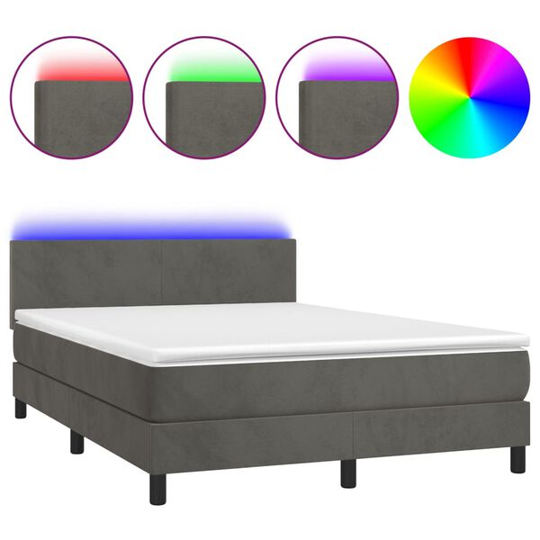 vidaXL &Kappa;&rho;&epsilon;&beta;ά&tau;&iota; Boxspring &mu;&epsilon; &Sigma;&tau;&rho;ώ&mu;&alpha; & LED &Sigma;&kappa;. &Gamma;&kappa;&rho;&iota; 140x200&epsilon;&kappa;. &Beta;&epsilon;&lambda;&omicron;ύ&delta;&iota;&nu;&omicron;
