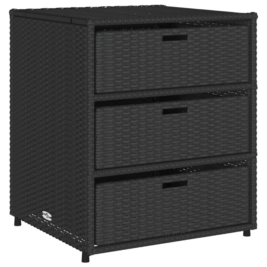 vidaXL Ντουλάπι Αποθήκευσης Κήπου Μαύρο 55x59x69 εκ. Συνθετικό Ρατάν