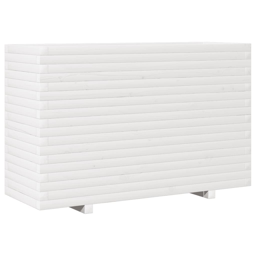vidaXL Ζαρντινιέρα Κήπου Λευκή 110x40x72 εκ. από Μασίφ Ξύλο Πεύκου
